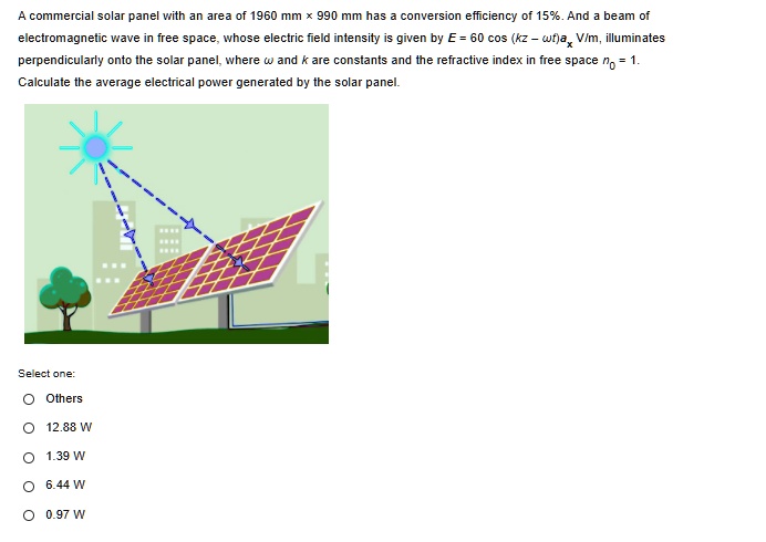 Solar Panel Refraction SOLVED: A commercial solar panel with an area of 1960 mm x 990 mm has a ...