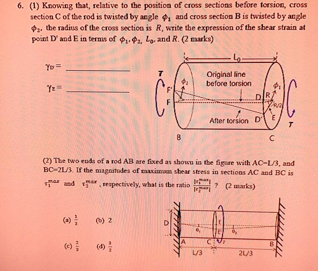 6. (1) Knowing that, relative to the position of cross sections before ...