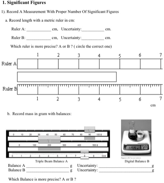 SOLVED:Significant Figures I)Record Measurement With Proper Number Or ...