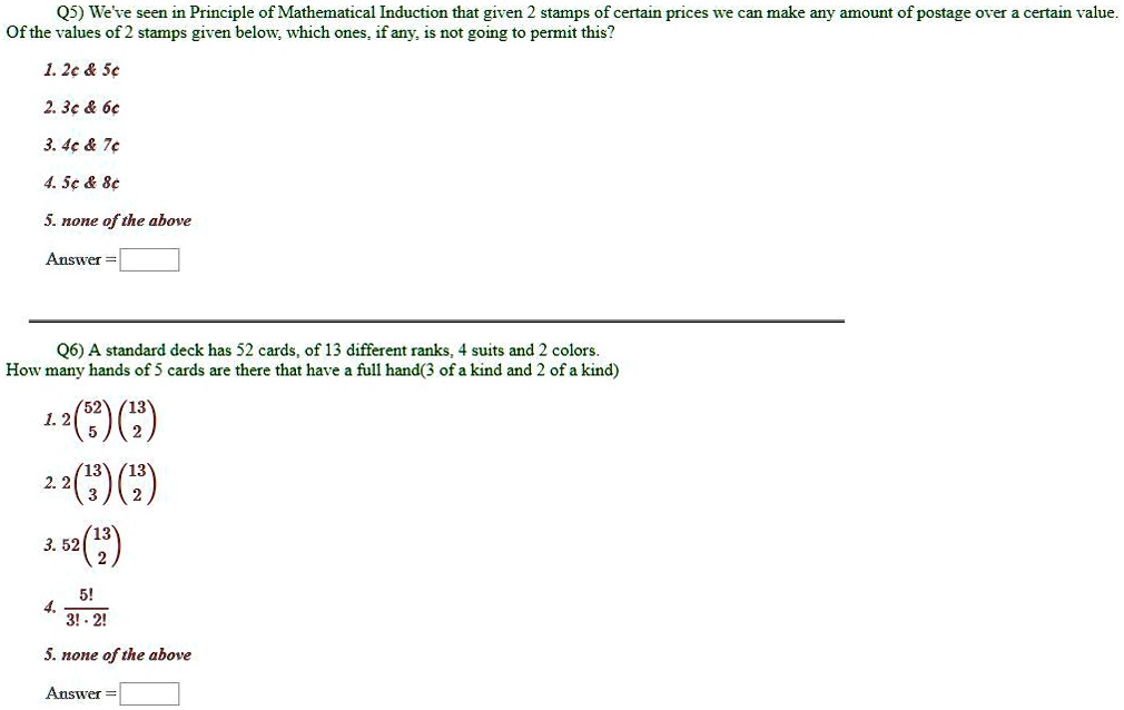 Stamp Problem Induction Q5 weve seen in principle of mathematical induction that...
