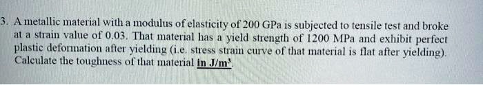 SOLVED: A metallic material with a modulus of elasticity of 200 GPa is ...