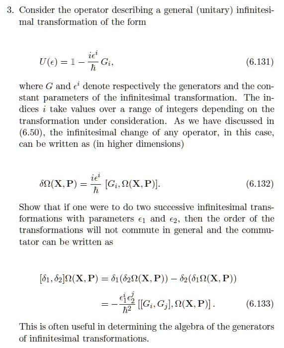 SOLVED: Consider the operator describing a general (unitary ...