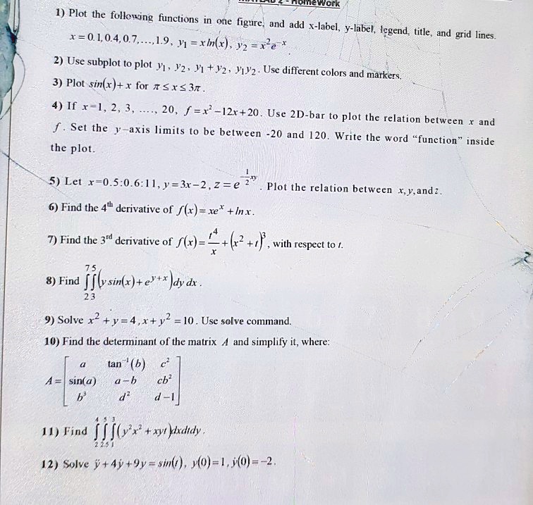 SOLVED: 1) Plot The Following Functions In One Figure And Add X-label ...