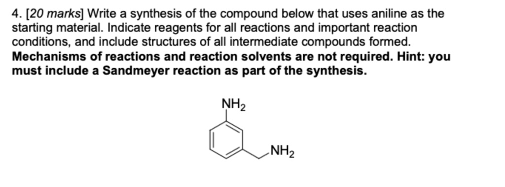 SOLVED: 4. [20 marks] Write a synthesis of the compound below that uses ...