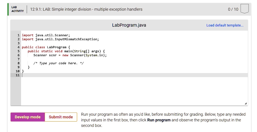 SOLVED JAVA PLEASE!! 12.9 LAB Simple integer division multiple