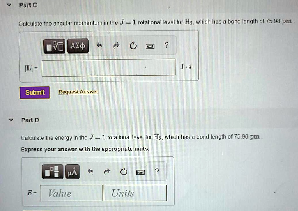 SOLVED:Part â‚¬C Calculate the angular momentum in the J = 1 rotalional ...