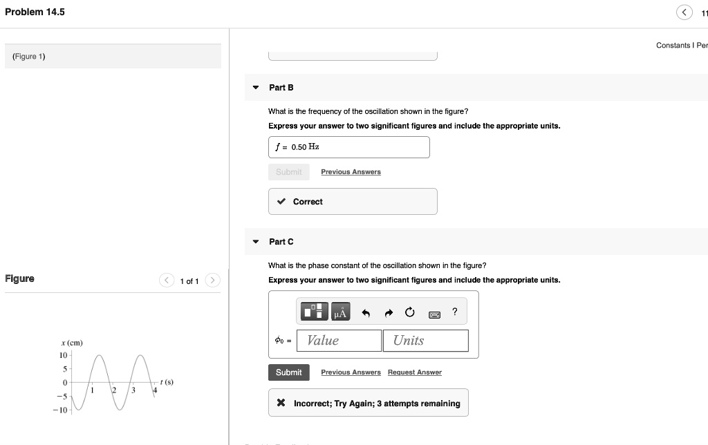 SOLVED Problem 14.5 Constants (Figure 1) Part B What is the frequency