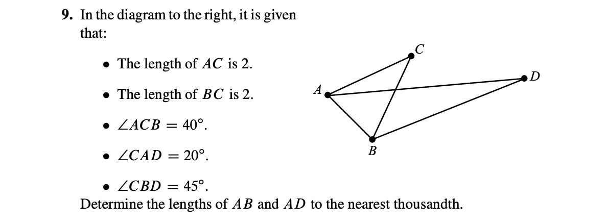 9. In The Diagram To The Right, It Is Given That: - The Length Of A C ...