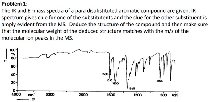 SOLVED: Problem 1: The IR and El mass spectra of a para disubstituted