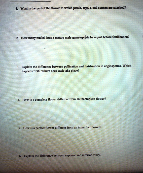 SOLVED What is the part of the flower to which petals, sepals, and