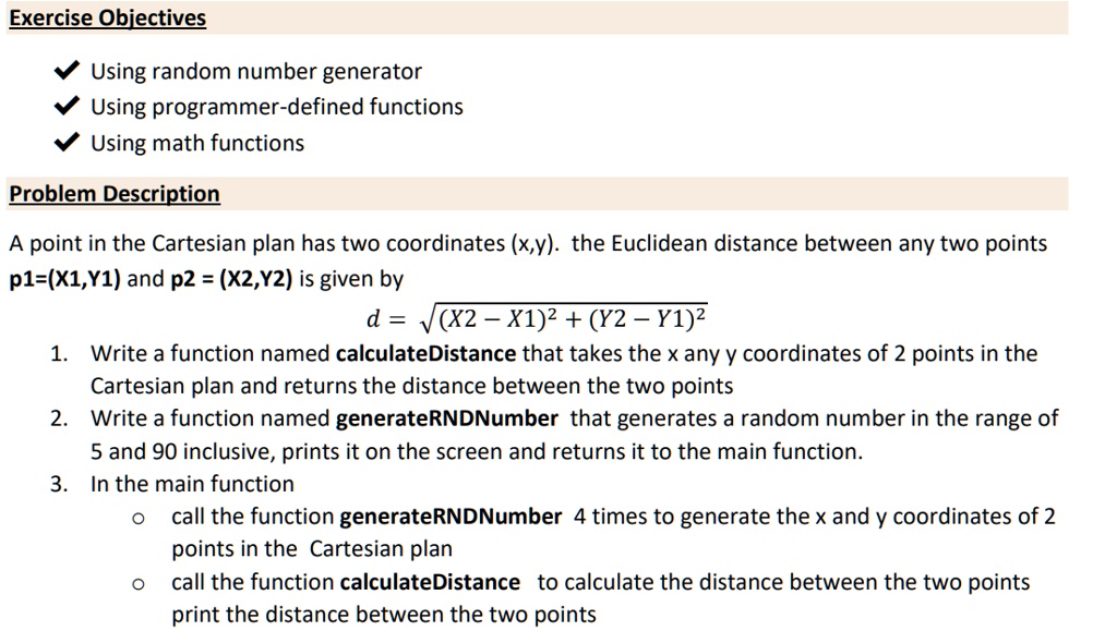 Exercise Objectives Using random number generator Using programmer ...