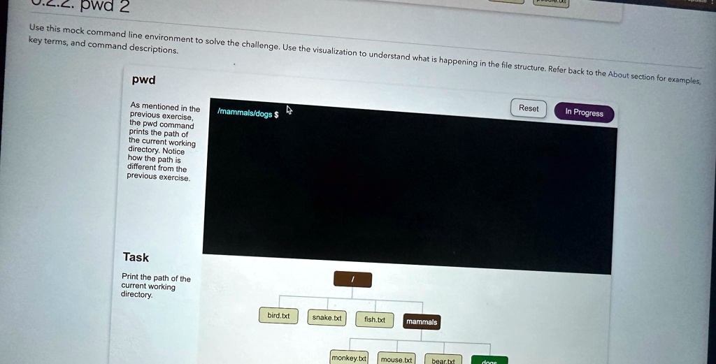 SOLVED: Use this mock command line environment to solve the challenge ...