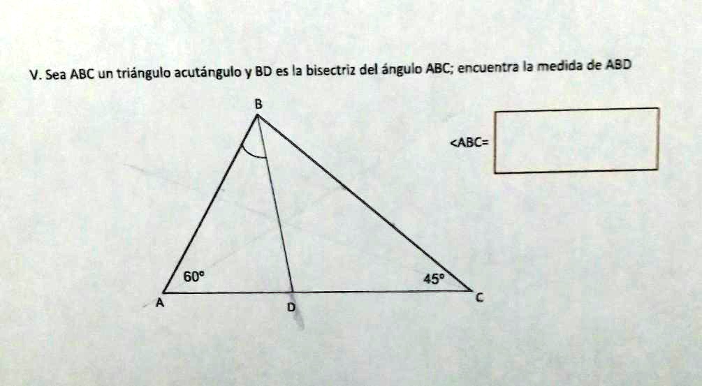 SOLVED: Sea ABC un triángulo acutângulo y BD es la bisectriz del ángulo ...