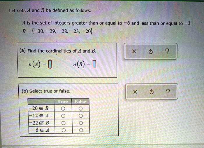 SOLVED: Let Sets A And B Be Defined As Follows. A Is The Set Of ...