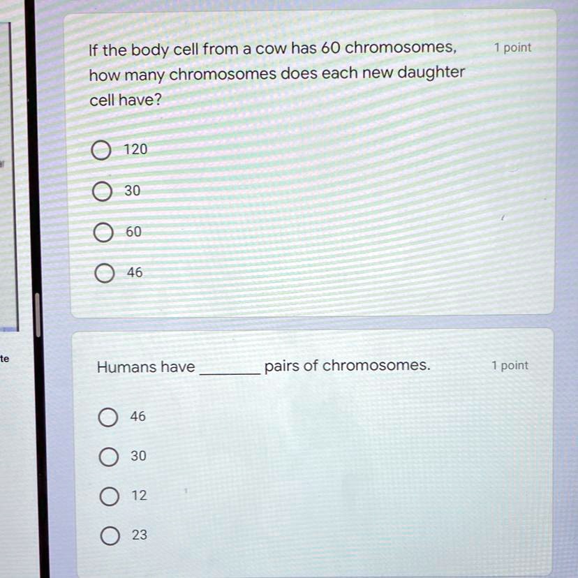 SOLVED: 'please answer these If the body cell from a cow has 60