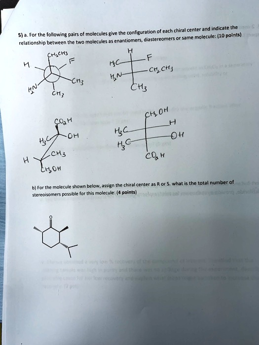 SOLVED: Each chiral center and indicate (S) a. For the following pairs ...