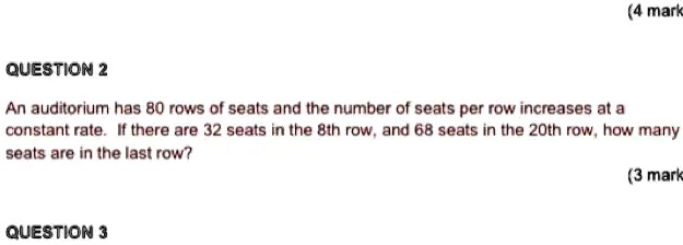 SOLVED An auditorium has 80 rows of seats and the number of seats