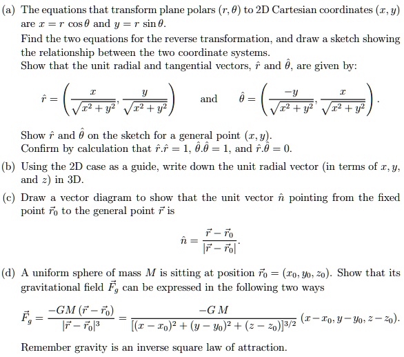 Solved The Equations That Transform Plane Polar Coordinates R Î¸ To 2d Cartesian Coordinates