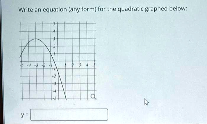 SOLVED:Write an equation (any form) for the quadratic graphed below: