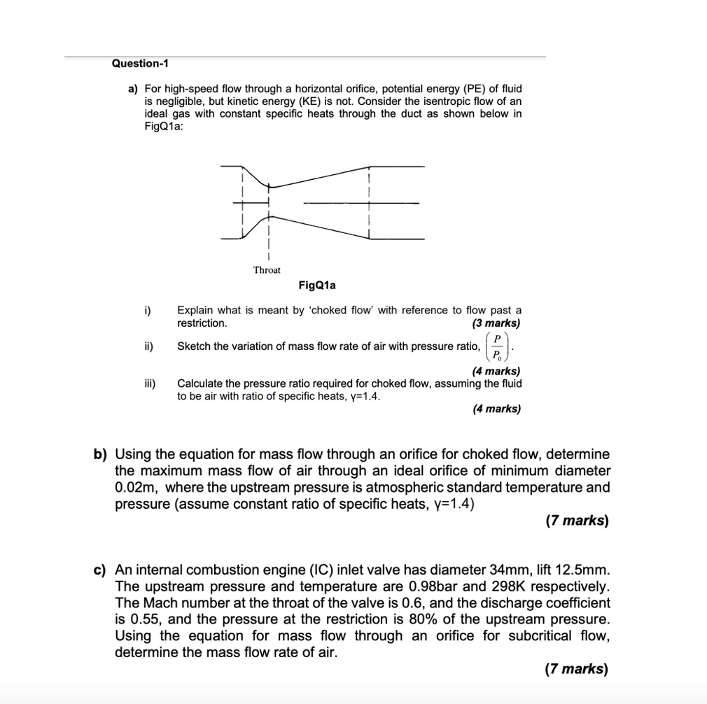 SOLVED a) For highspeed flow through a horizontal orifice, potential