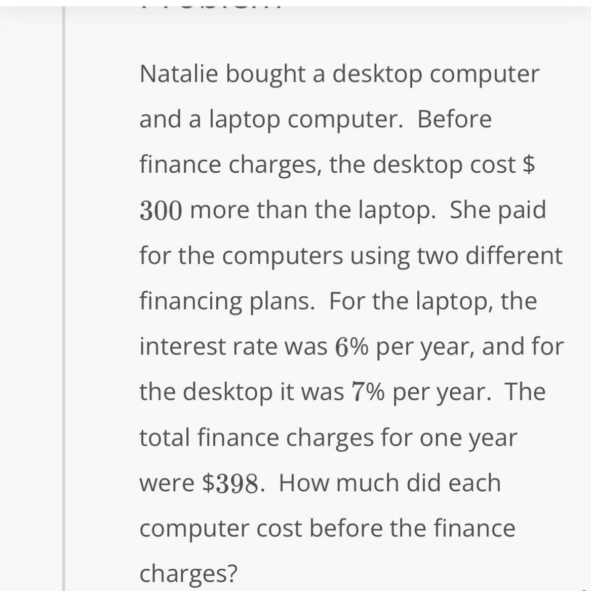 Natalie bought a desktop computer and a laptop computer....