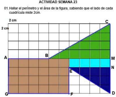 SOLVED: Hallar el perímetro y el área de la figura,sabiendo que el lado ...