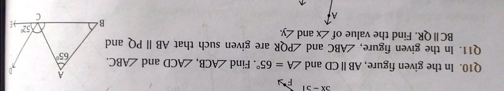 in the given figure a b parallel cd and angle is equal to 65 degree ...