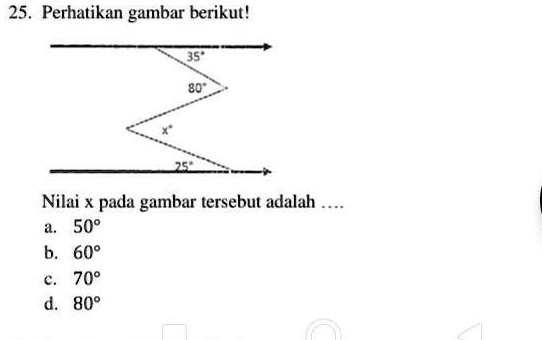 SOLVED: Perhatikan gambar berikut!Nilai x pada gambar tersebut adalah ...