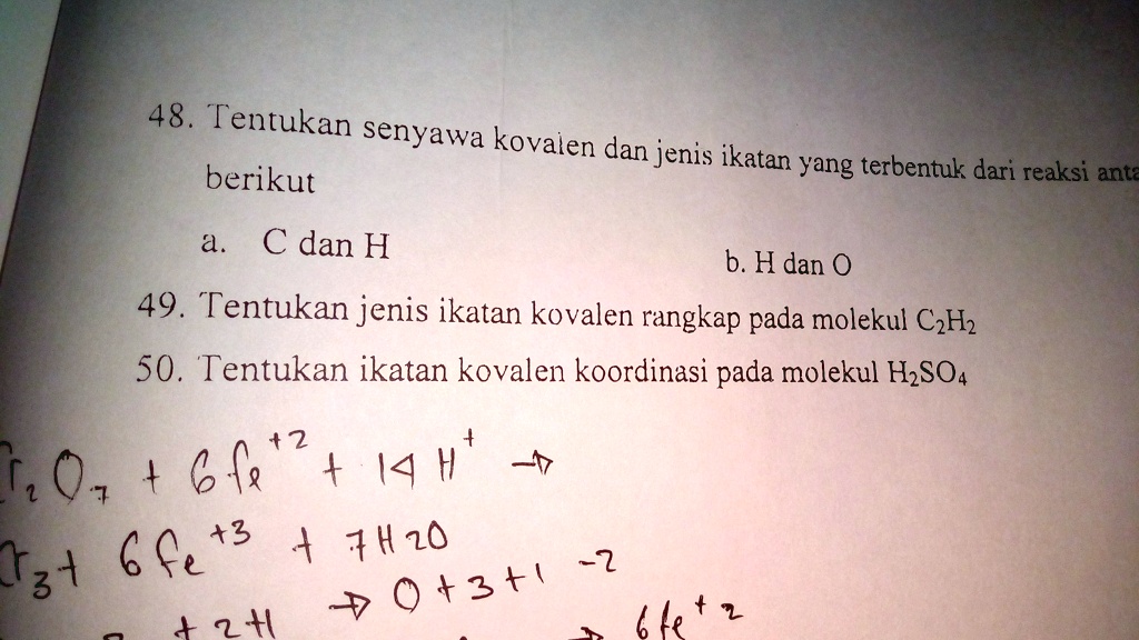 SOLVED: Tolong Dijawab Ya Nomor 49 48. Tentukan Senyawa Kovalen Dan ...