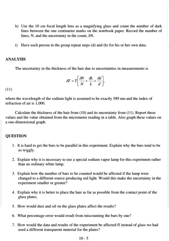SOLVED Use The 10 Cm Focal Length Lens As Magnifying Glass And Count 