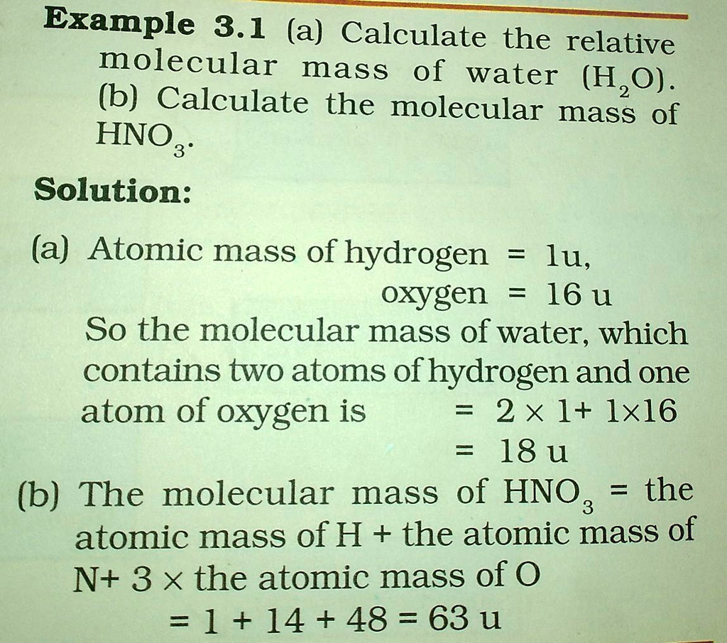 SOLVED Example 3 1 a Calculate The Relativemolecular Mass Of Water Solved example 3 1 a calculate the relativemolecular mass of water