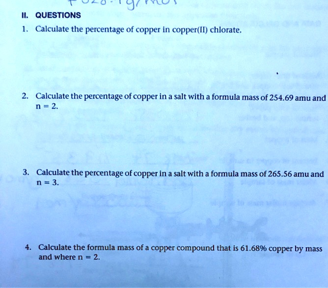 SOLVED:Le @ Yi 'L QUESTIONS Calculate the percentage of copper in