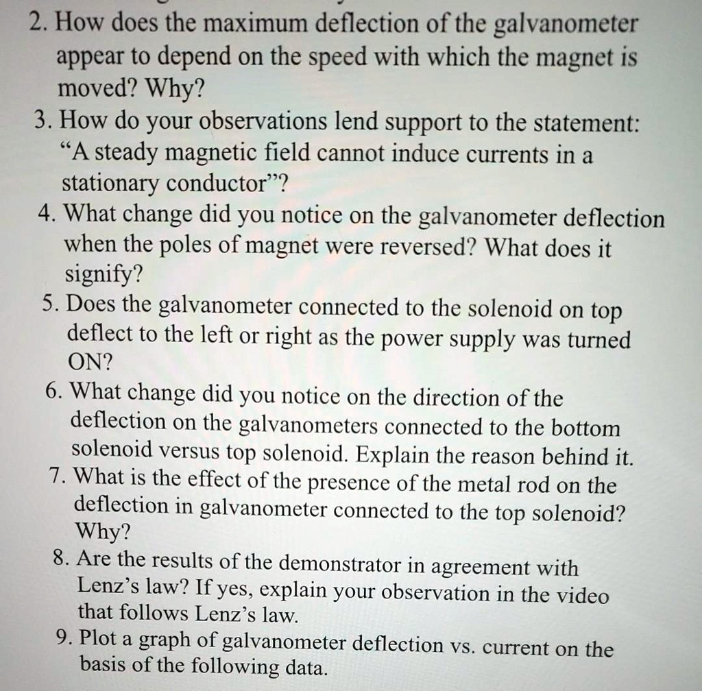 SOLVED 2. How does the maximum deflection of the galvanometer appear
