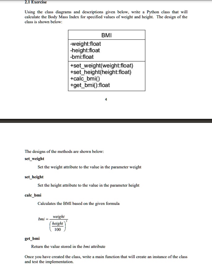 SOLVED: 2.1 Exercise Using the class diagrams and descriptions given ...