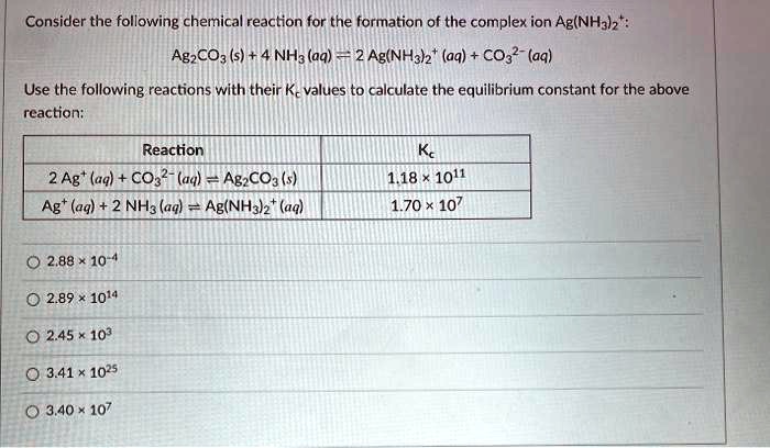 SOLVED: Consider the following chemical reaction for the formation of ...