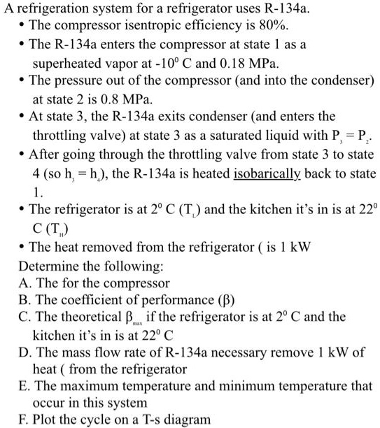 SOLVED No AI please. Explain steps A refrigeration system for a