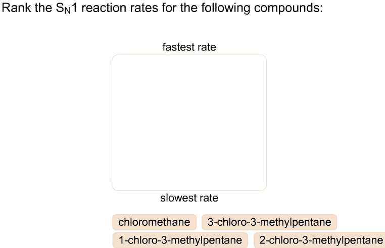 Which Of The Following Transfer Rates Is The Fastest 'Rank the SN1 reaction rates for the following compounds: Rank the SN1