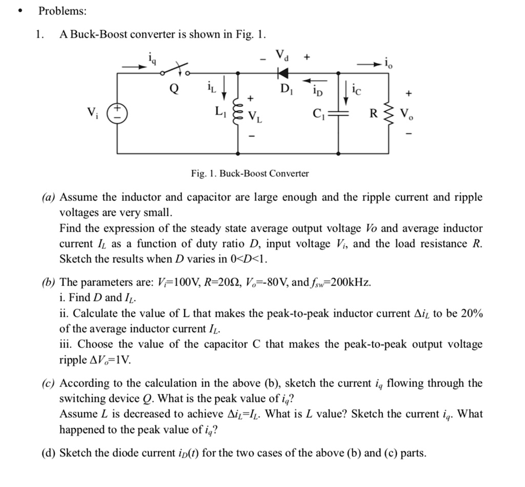 SOLVED: A Buck-Boost converter is shown in Fig. 1. Va D. ip Fig. 1 ...