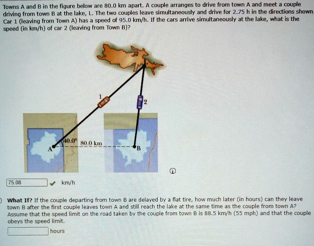Towns A And B In The Figure Below Are 800 Km Apart A Couple Arranges To ...