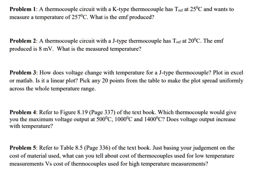 SOLVED Problem 1 A thermocouple circuit with a Ktype thermocouple