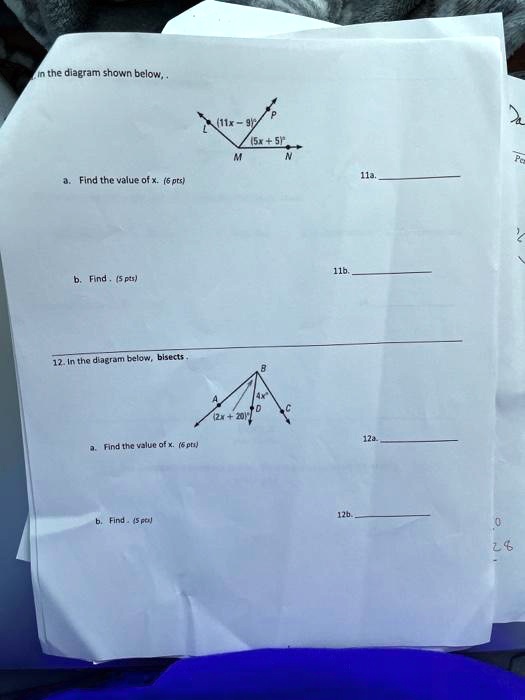 in ne diaeram snon below jl ets find the value 0i x 6 prs se3s tho dlagram belo oieec and tna vslue of x 6 pti isec 48171