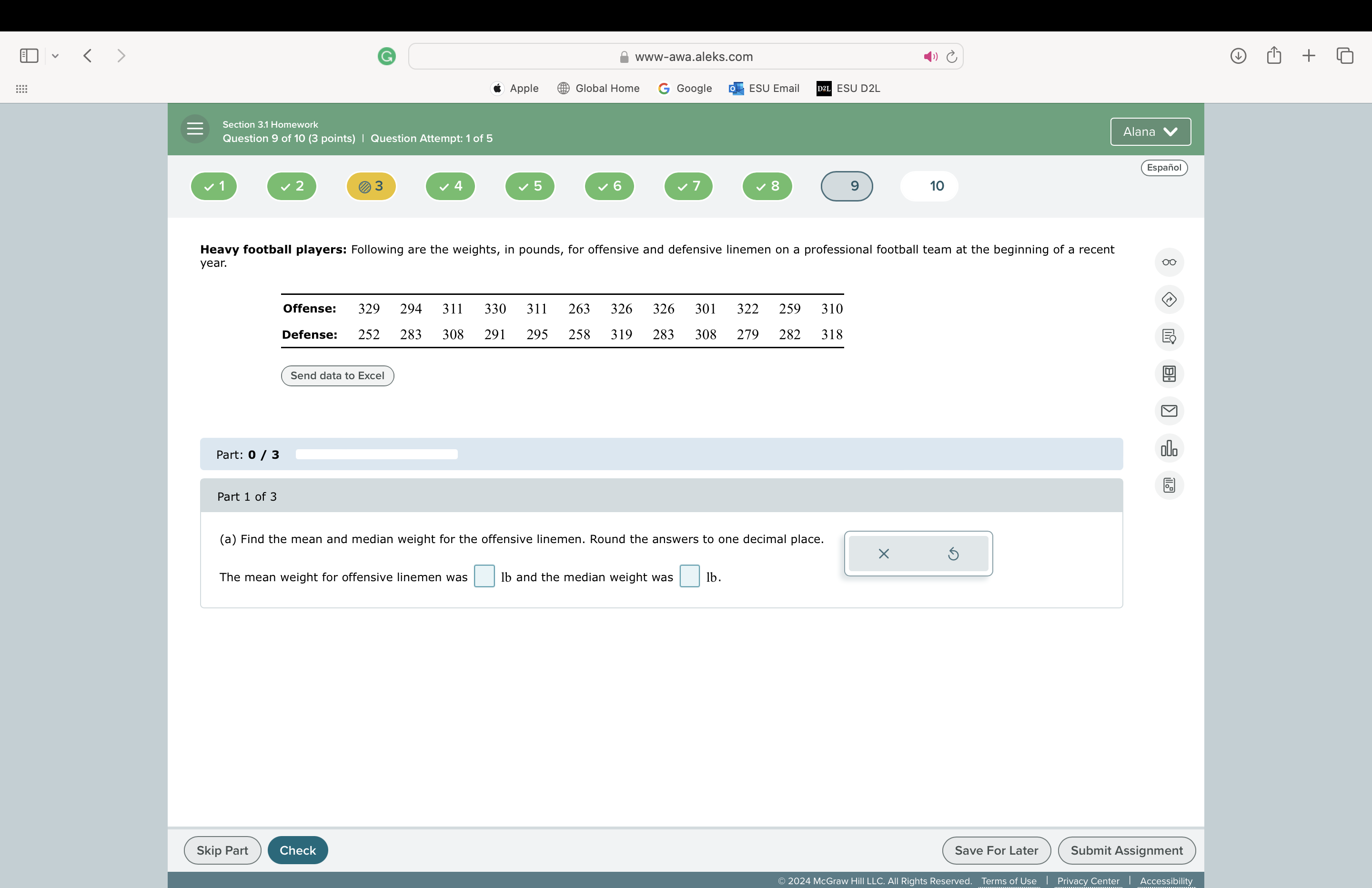 Section 3.1 Homework Question 9 of 10 (3 points) | Question Attempt: 1 ...