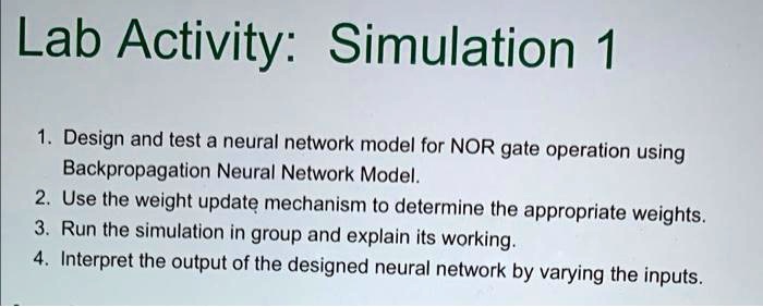 Simulation Model Using Neural Networks Lab Activity: Simulation 1 1. Design and test a neural network model ...