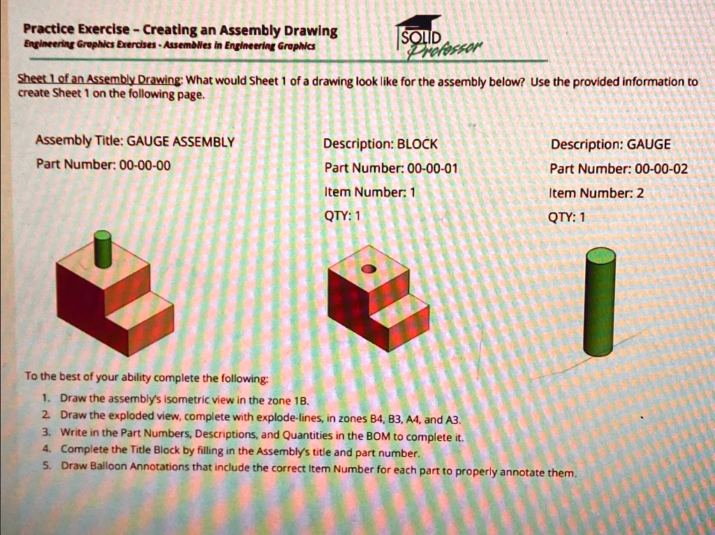practice exercise creating an assembly drawing engineering graphics ...
