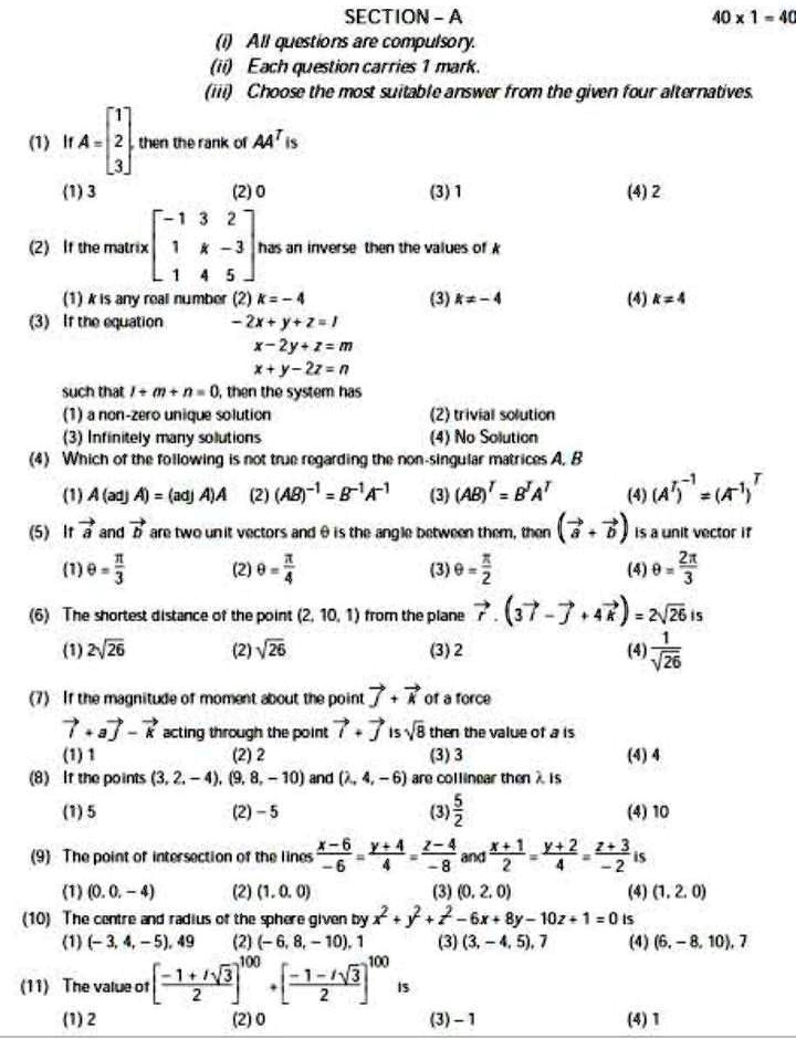 SOLVED: 'those who know give ans please SECTiON - A 10 * 1 All ...