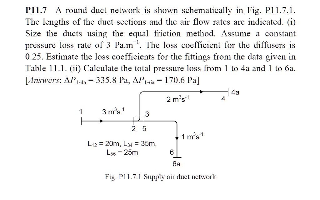 SOLVED P11.7 A round duct network is shown schematically in Fig. P11.7