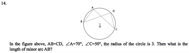 SOLVED: In the figure above, AB = CD, ZA = 70Â°, ZC = 50Â°, and the ...