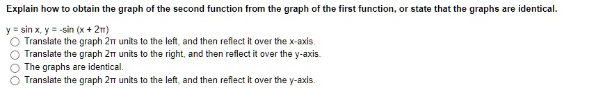 explain how to obtain the graph of the second function from the graph ...