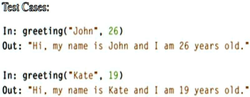 write a function in python greetingname age where name is a string age ...