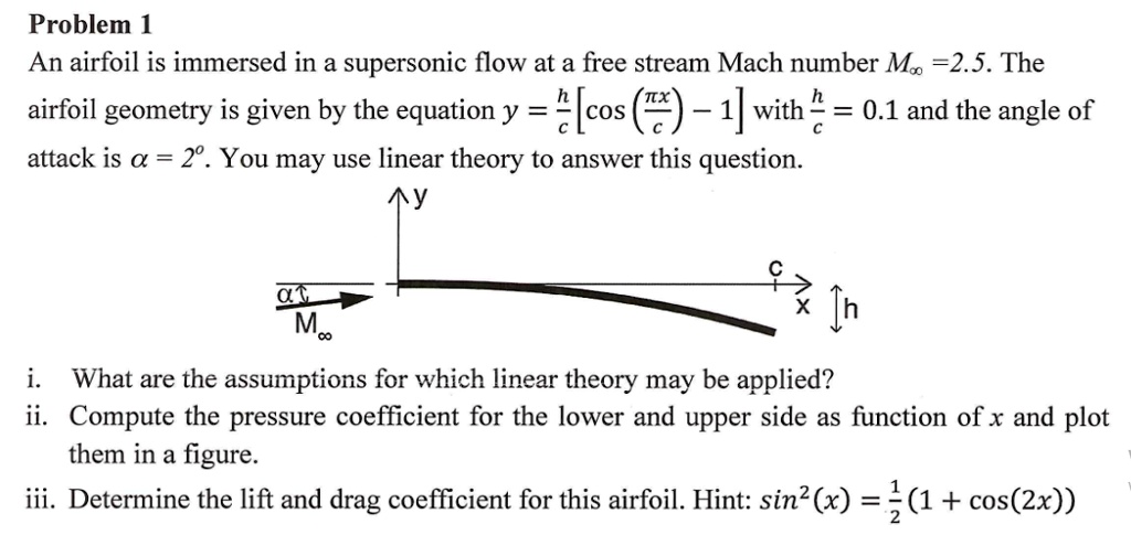 SOLVED: Problem 1 An airfoil is immersed in a supersonic flow at a free ...